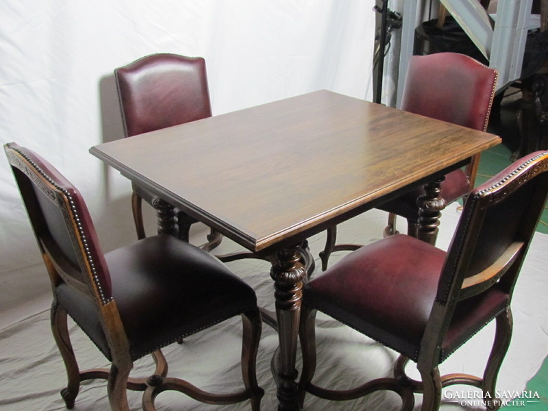 Antique Viennese baroque table + 4 chairs (restored)
