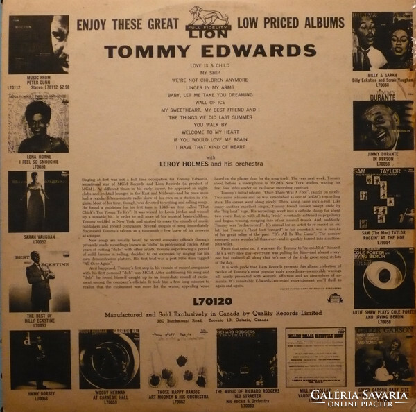 Tommy Edwards - Tommy Edwards (LP, Album, Mono)