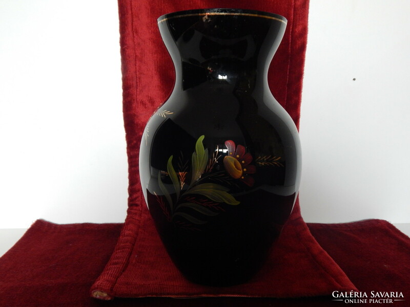 Kézzel festett fekete üveg váza