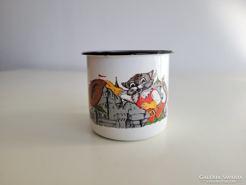 Old retro enameled boots kandur pattern metal enameled fairy tale small children's mug