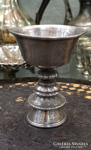 Antique silver Buddhist butter lamp