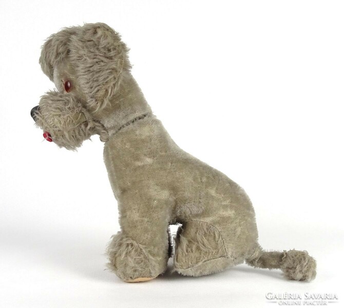 1J784 old African approx. 100 years old mocher plush gray poodle dog steif?