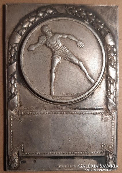 Weightlifting, shot put plaque. 60X41mm 79.51g. Ag silver. Read!