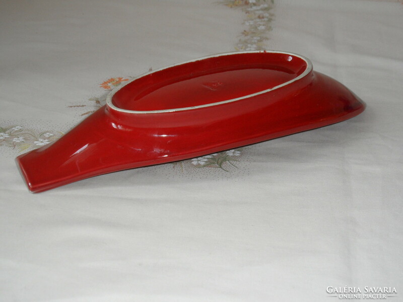 Red fish-shaped porcelain bowl, table centerpiece (Italian)