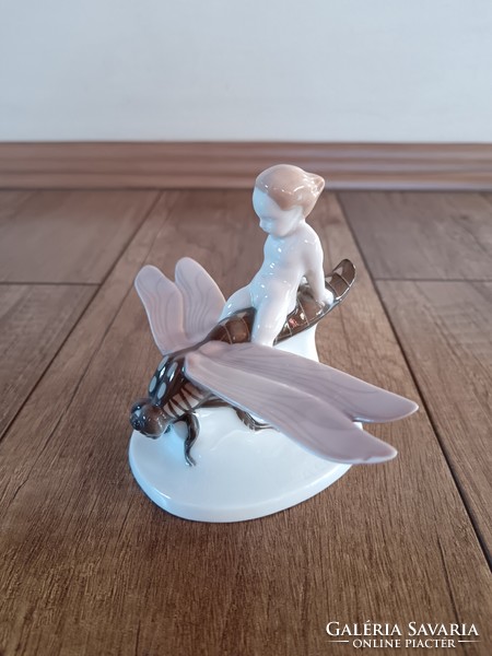 Antique rosenthal porcelain boy on dragonfly