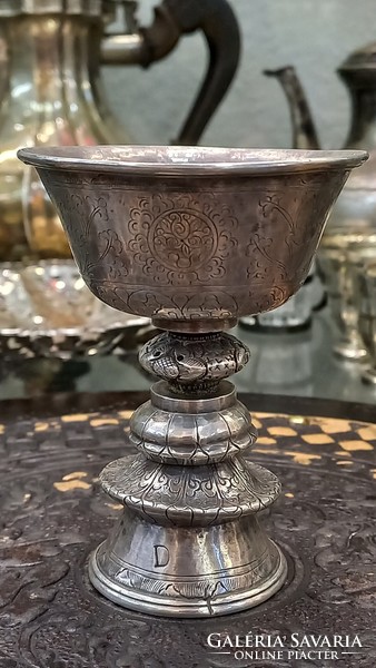 Antique silver Buddhist butter lamp