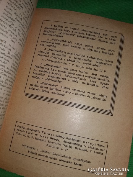 Antik 1945 szeptember 1 - 15. 6.-7. szám az MKP kiadványa PÁRTMUNKA újság a képek szerint