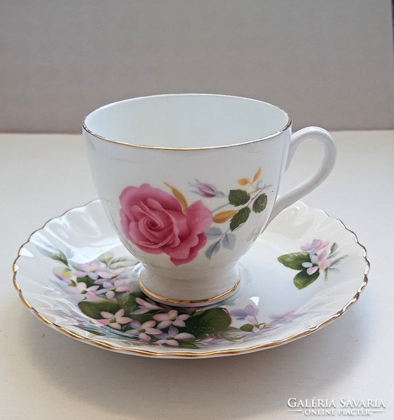 Angol porcelán kávés rózsás csésze 6x7cm