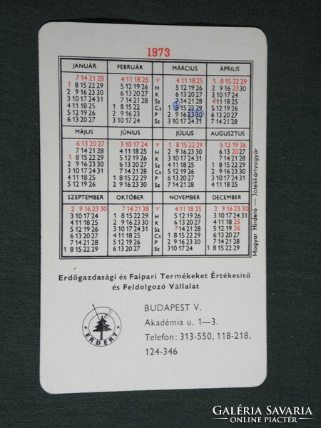Card calendar, Erdért wood industry processing company, Budapest, graphic designer, wooden houses, 1973, (5)