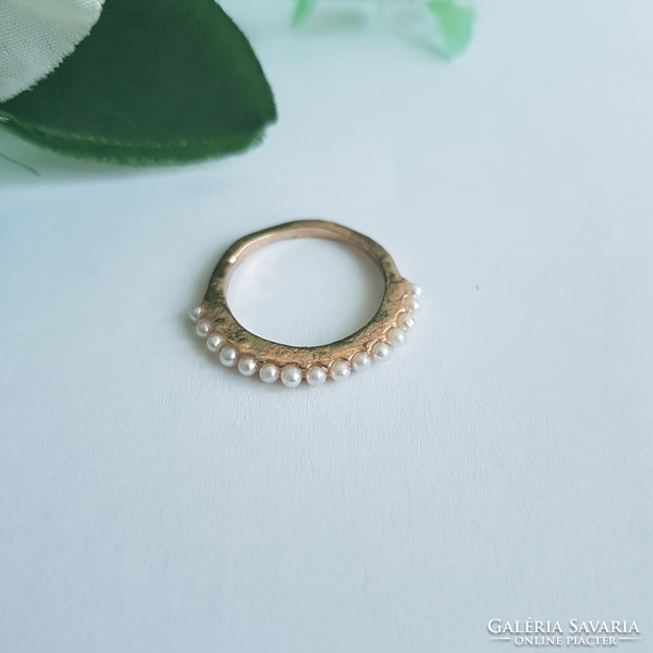 New, small pearl decorative ring - usa 4 / eu 47 / ø15mm