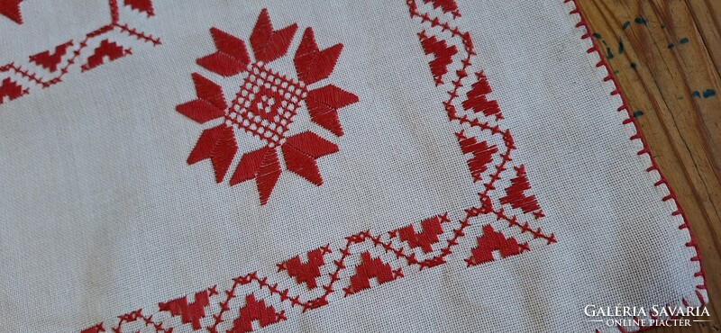 Folk art richly embroidered tablecloth, tablecloth 69 x 71 cm.
