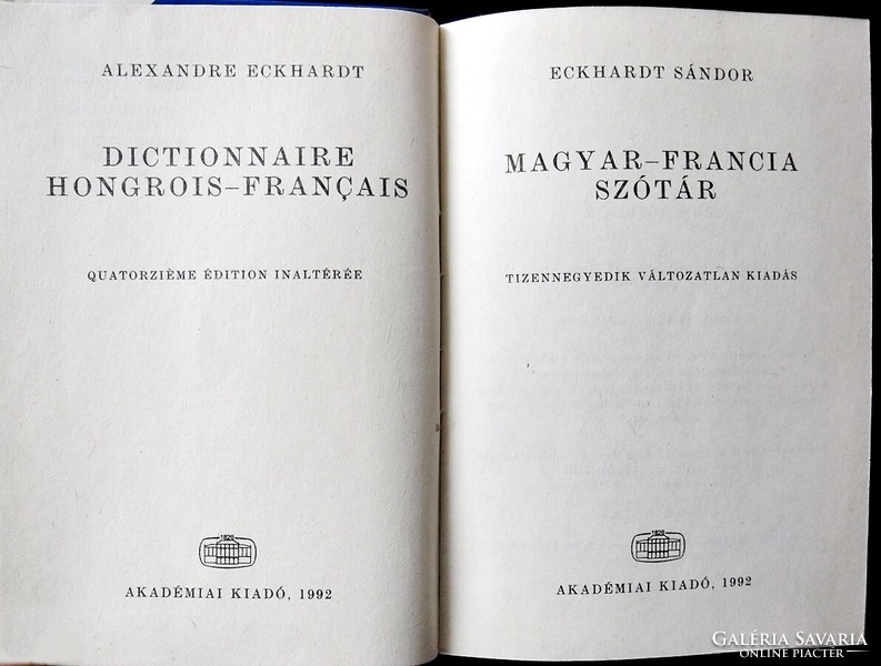 Sándor Eckhardt: French-Hungarian dictionary, Hungarian-French dictionary