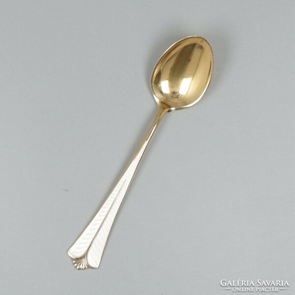 12 enamel-decorated, gold-plated silver (925) coffee and mocha spoons