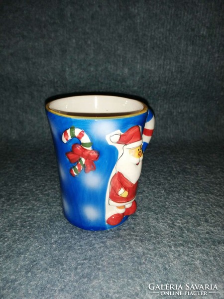 Convex mug with Santa Claus pattern - 11 cm high (a4)