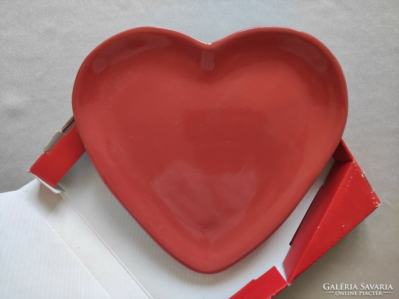 Heart-shaped pale red glazed ceramic serving bowl for Valentine's Day new!