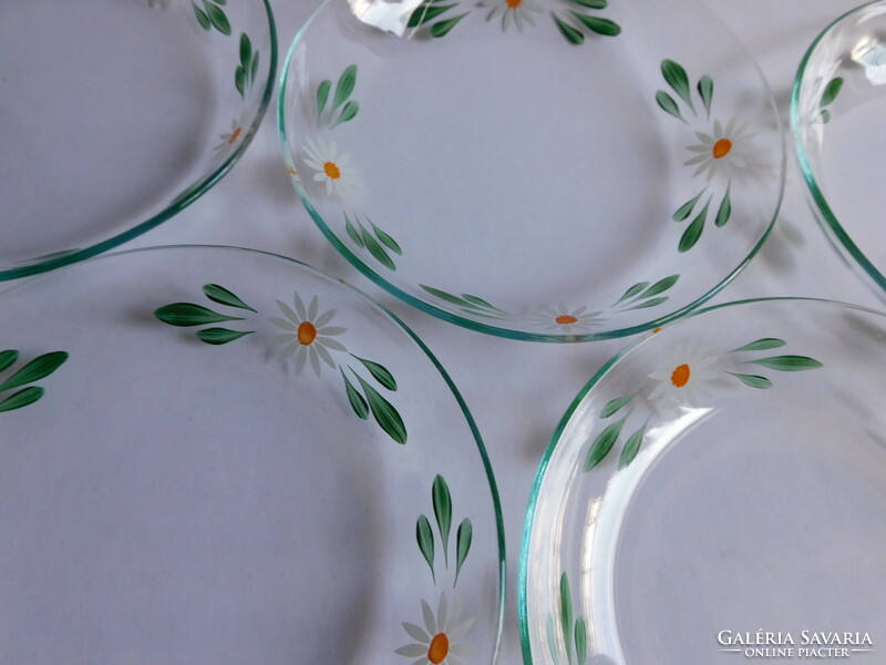 Salgótarján vintage glass compote/dessert set with daisy decor