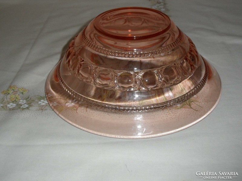 Coral colored glass bowl, offering