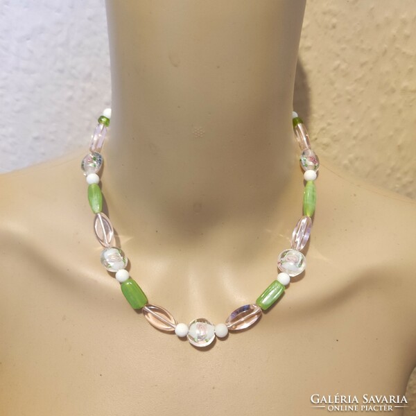 Beautiful semi-rigid glass necklaces 43 +4cm