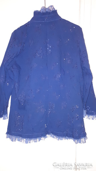 Op-art blue madeira women's blouse, top (m)