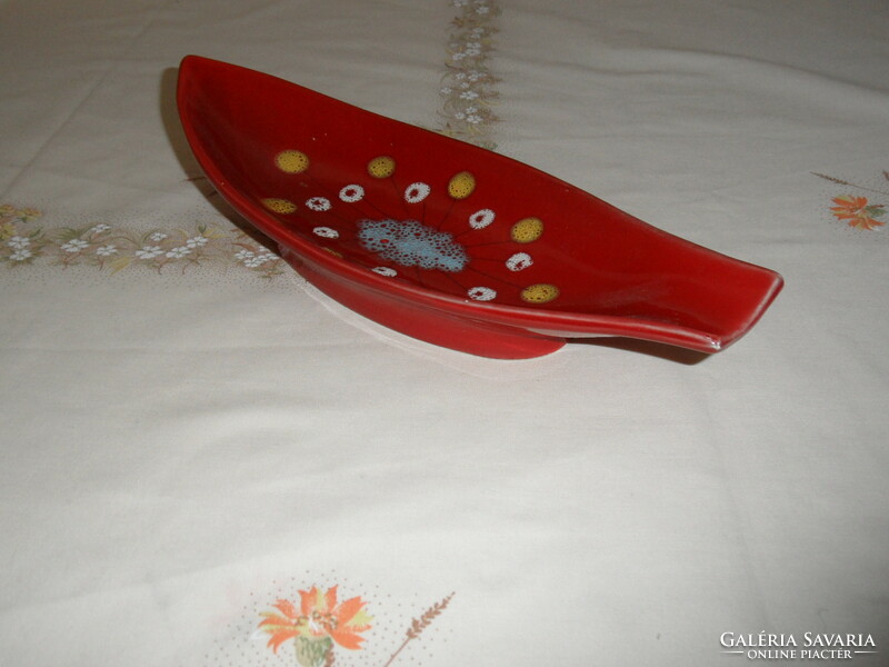 Red fish-shaped porcelain bowl, table centerpiece (Italian)
