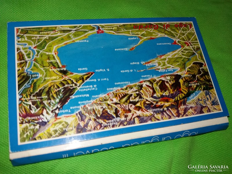 Olaszország utazó emlék szuvenír a Garda -tó Lago di Garda emlékfüzet képeslapokkal a képek szerint