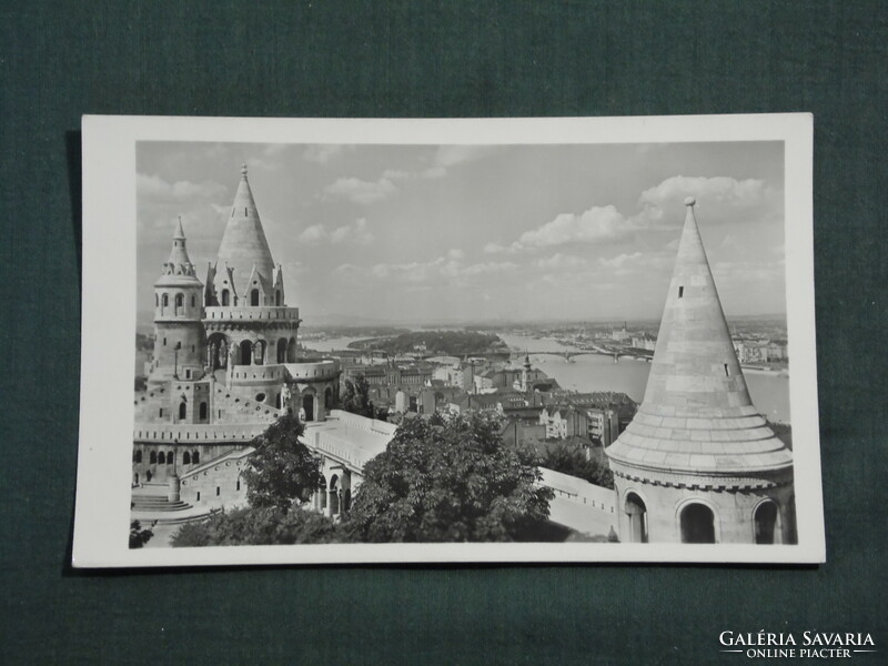 Képeslap, Budapest Halászbástya , kilátás a Margitszigetre