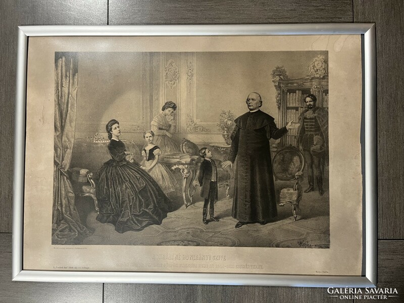 Erzsébet királyné , Sissi . Hatalmas 70 cm x 55 cm , eredeti 1868-as litográfia !