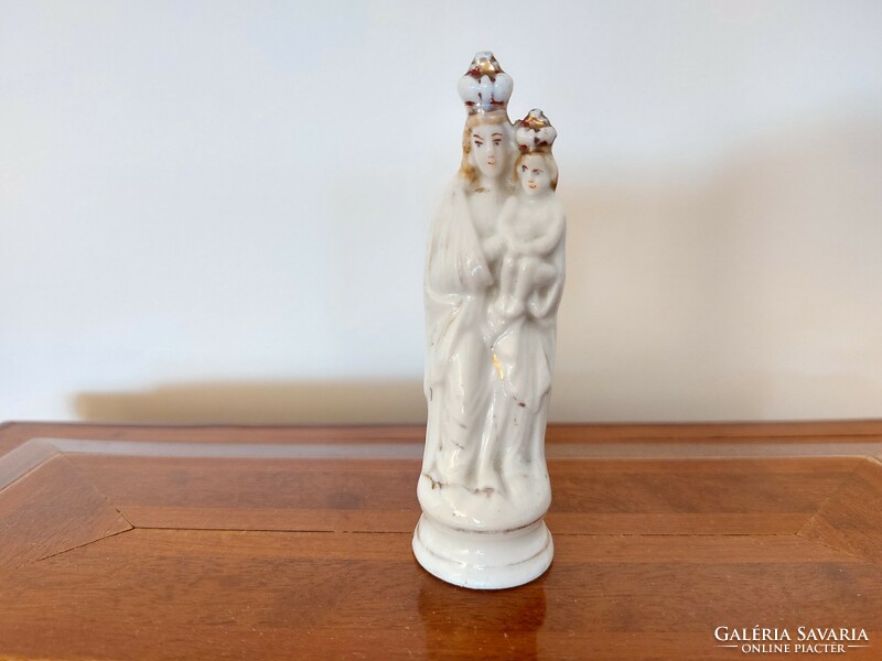 Régi porcelán kegytárgy Mária Jézus szobor 9 cm