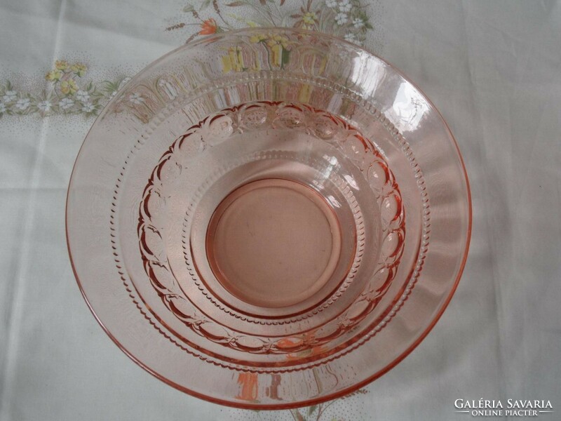 Coral colored glass bowl, offering