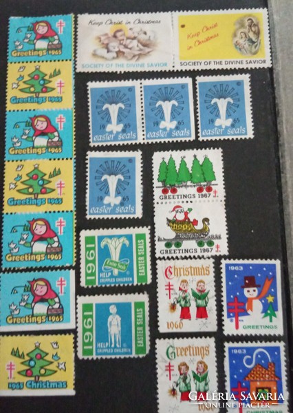 Bélyeg együtt 15% kedvezmény Jótékonysági Greetings Christmas és Easter Seals USA bélyegek 1960-1967