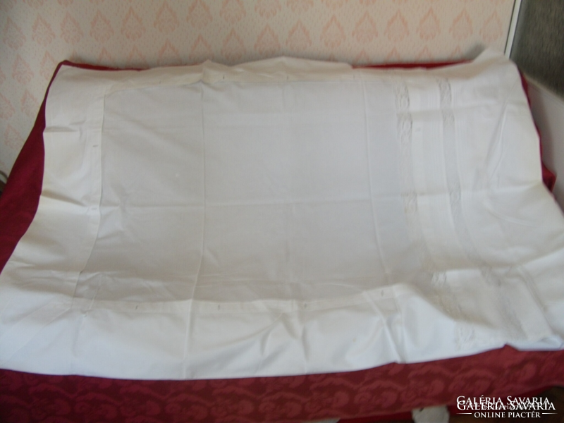Antique white handmade, mirrored duvet cover, in good condition for its age