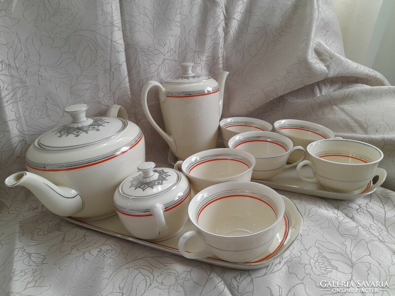 Tea and coffee set with two pots and two trays