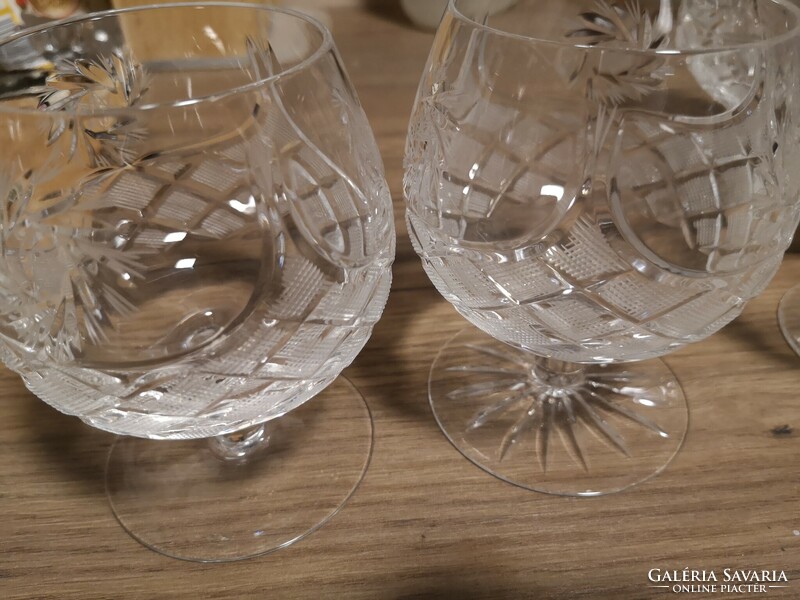 6 pcs. Polished crystal cognac glass