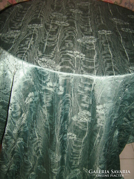 Beautiful elegant green floral crinkled silk damask curtain