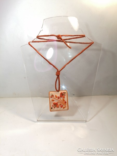 Orange artisan plasticine pendant (1062)