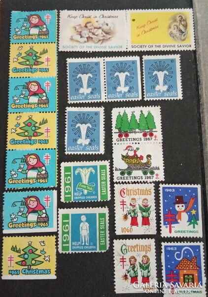 Bélyeg együtt 15% kedvezmény Jótékonysági Greetings Christmas és Easter Seals USA bélyegek 1960-1967