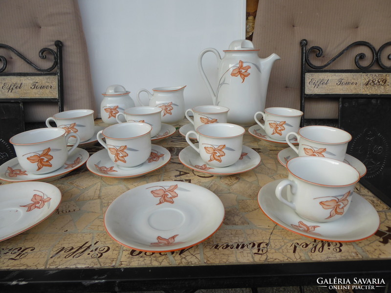 Jarolina lengyel porcelán, 12 személyes kávéskészlet, hiányos állapotban.