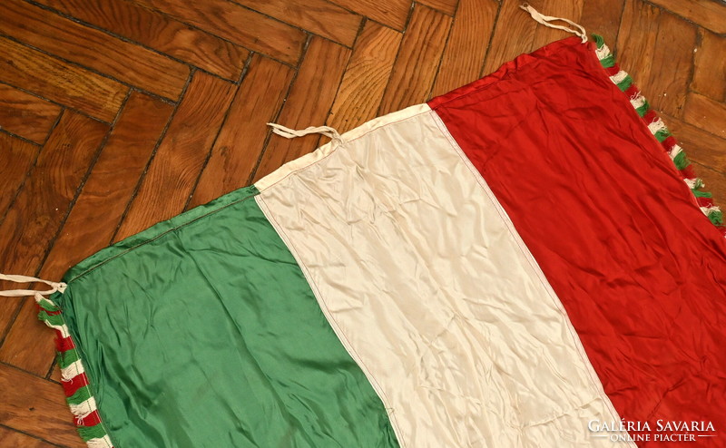 Old, large Hungarian flag, flag - satin, silk, fringed
