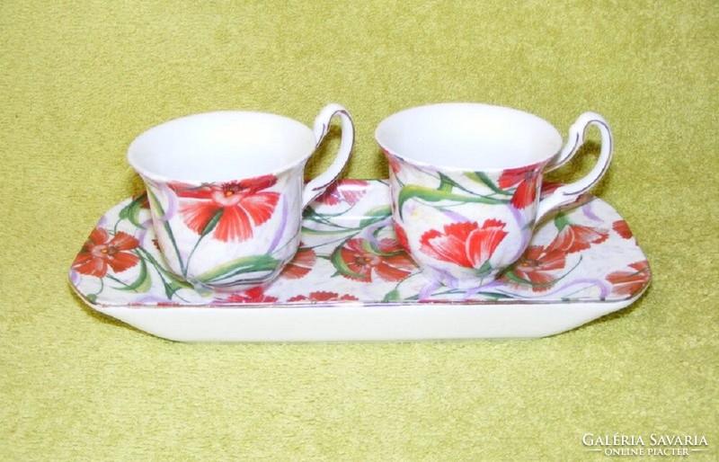 Floral porcelain cup and tray