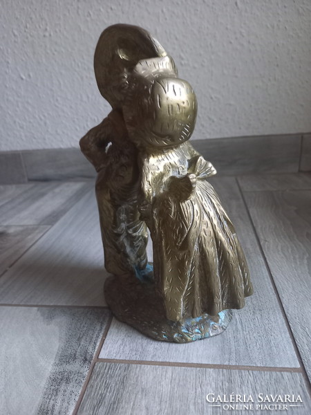 Fabulous Heavy Old Copper Sculpture: Children in Love (24x16x9.8cm)