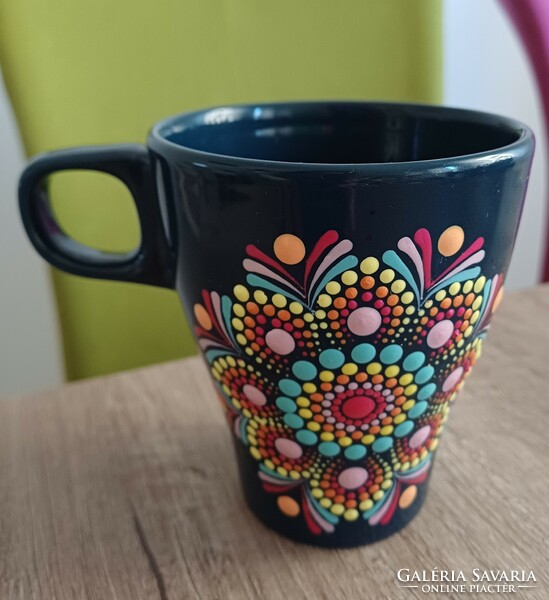 New! Mug with Aztec style mandala decoration, 2.5 dl, can be microwaxed. Hand painted
