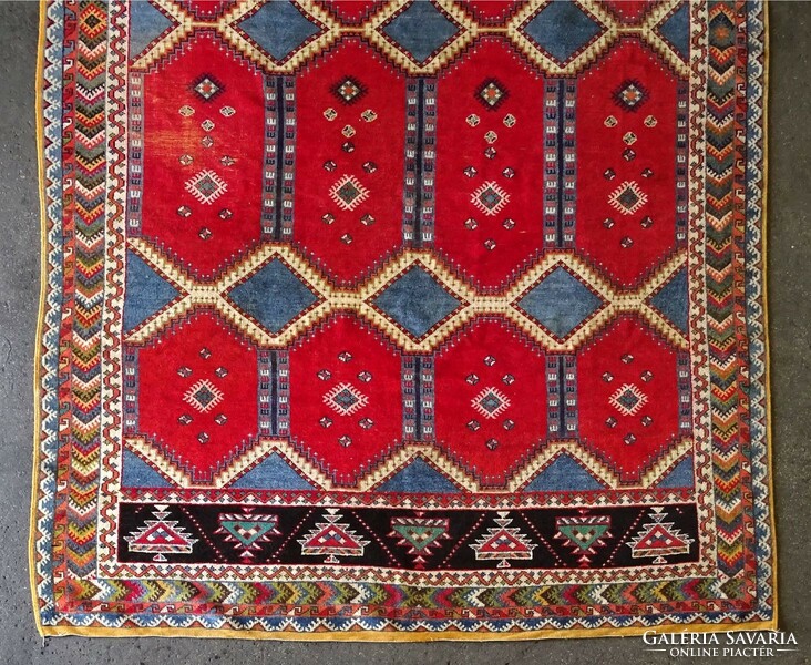 1K980 huge red blue hand-woven 10m2 Torockó carpet 245 x 420 cm