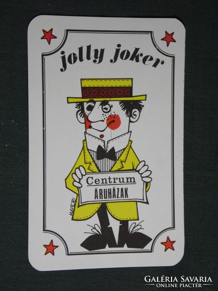 Kártyanaptár, Centrum áruházak, grafikai rajzos,reklám figura, jolly Joker,1973,   (5)