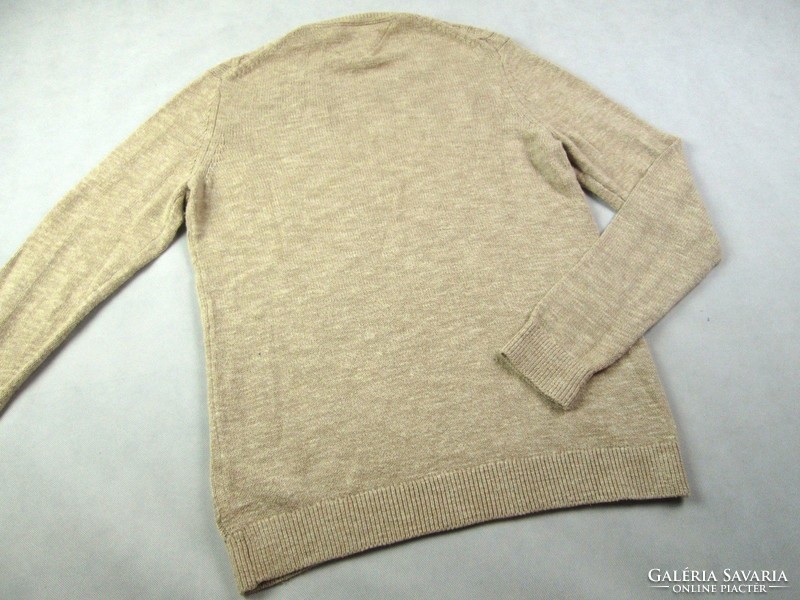 Original tommy hilfiger (l) elegant men's beige twisted pattern sweater
