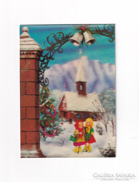 B:011 BÚÉK-Karácsonyi képeslap 3 D-és Retro 1969 (Svéd)