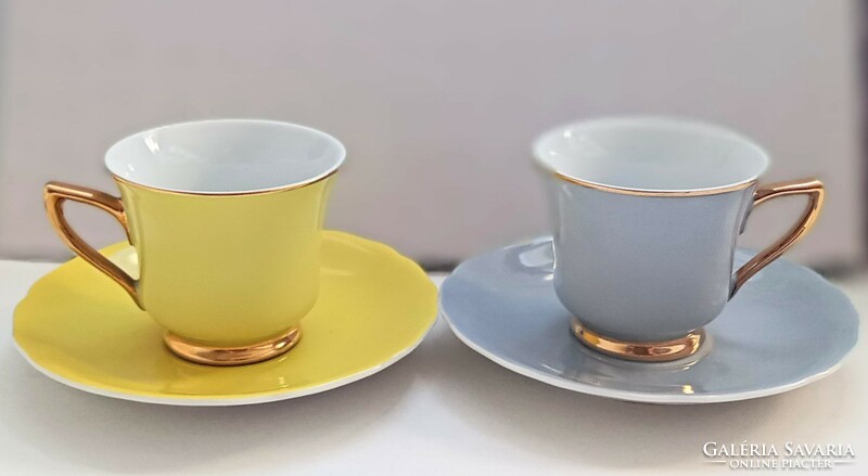 Carlsbad színes sárga szürke kávés csészék 2db együtt