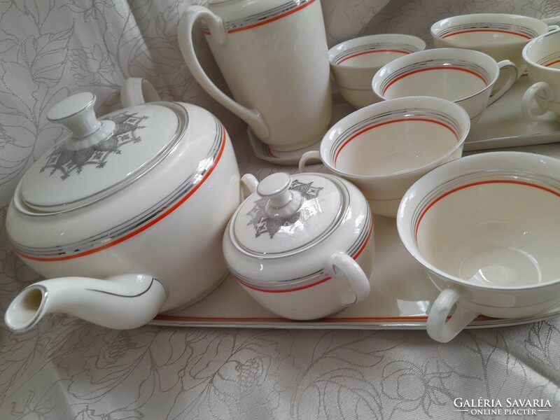 Tea and coffee set with two pots and two trays