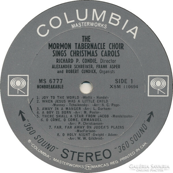 The Mormon Tabernacle Choir - Sings Christmas Carols (LP, Album)