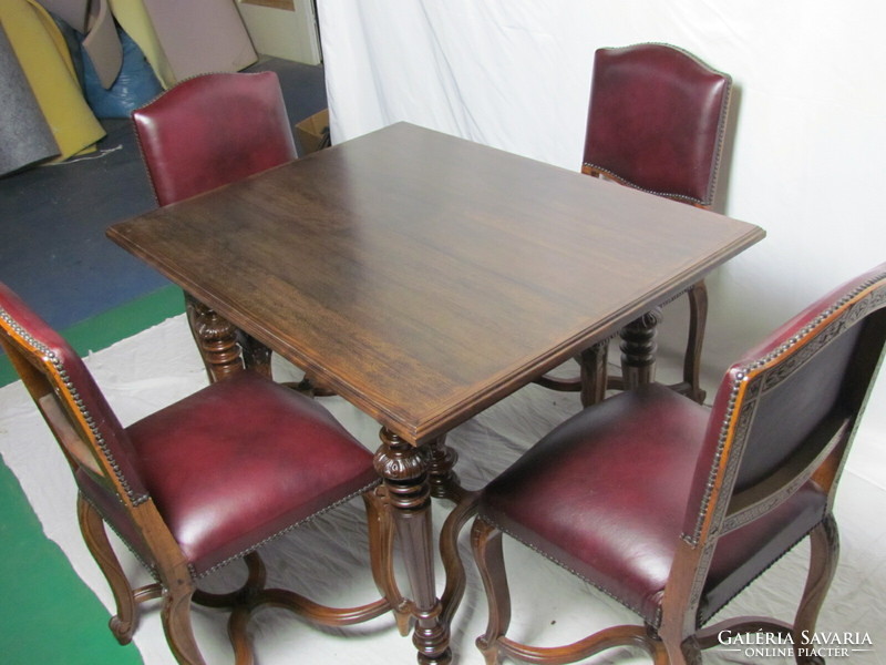 Antique Viennese baroque table + 4 chairs (restored)