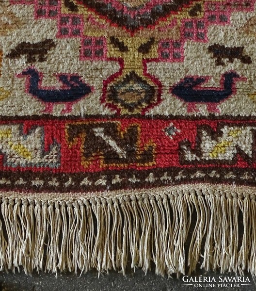 1K997 old art deco animal print handwoven Persian rug 82 x 170 cm